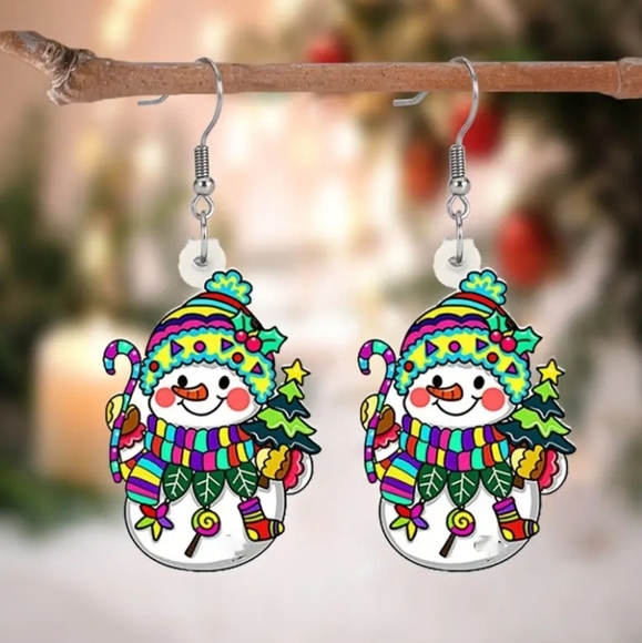 Snowman Christmas Earrings - Picture 6 of 6